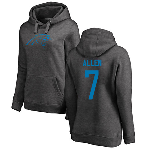 Carolina Panthers Ash Women Kyle Allen One Color NFL Football #7 Pullover Hoodie Sweatshirts->nfl t-shirts->Sports Accessory